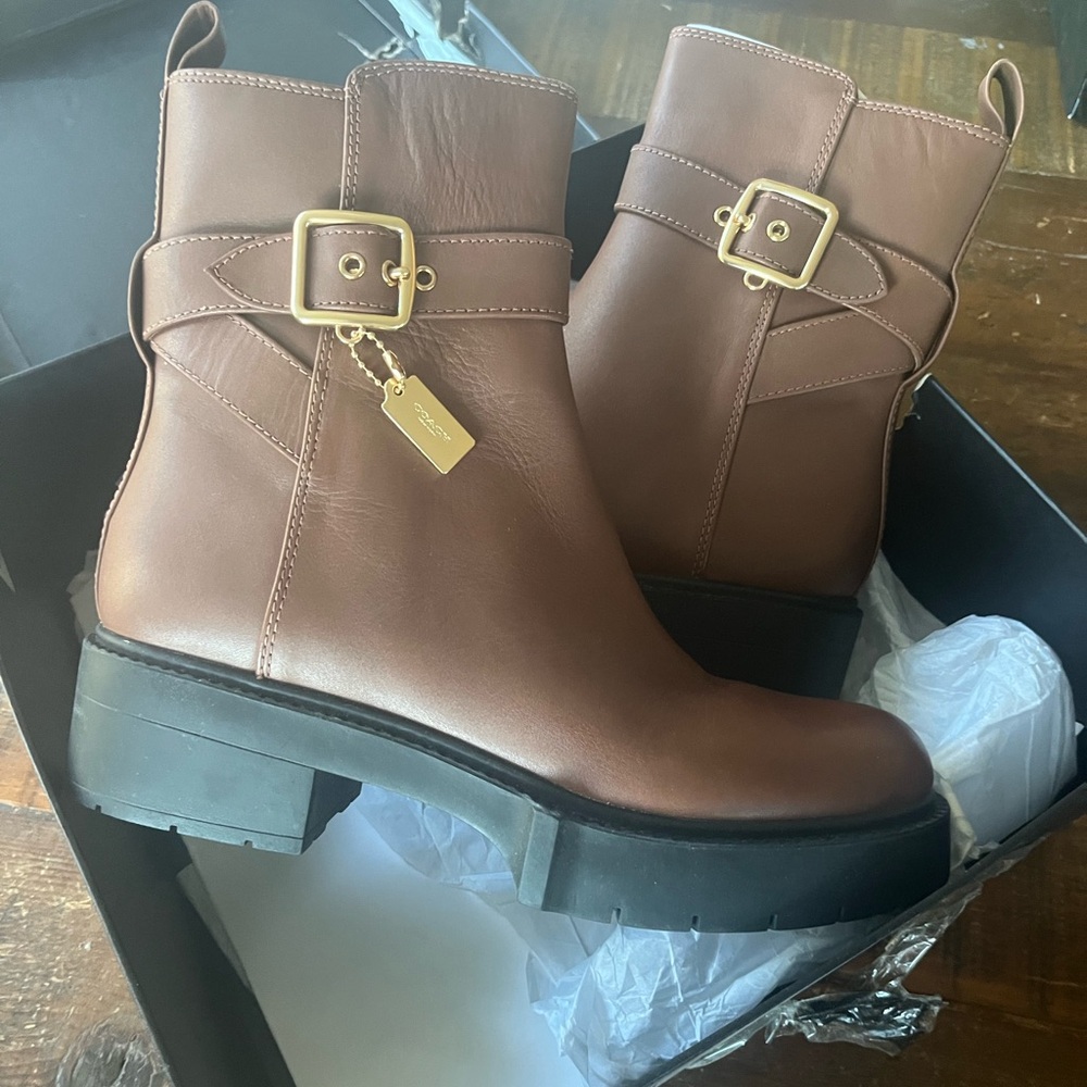 Coach Lacey Leather Bootie in dark Saddle - Picture 5 of 7
